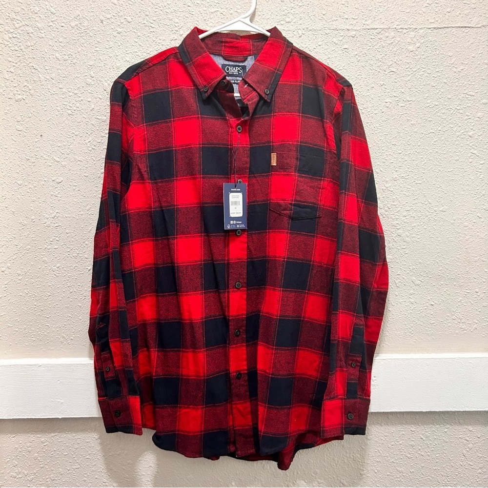 Chaps Red and Black Flannel Button Down NWT Medium